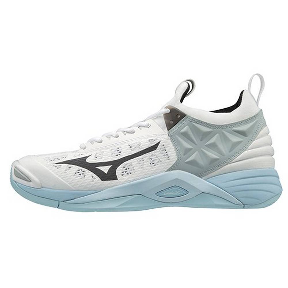 Sapatilhas Voleibol Mizuno Wave Momentum - Mulher - Branco/Azuis - SFNZH9865